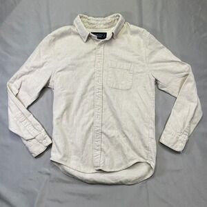 Abercrombie & Fitch Soft A&F Flannel Shirt Mens Small Beige Micro Check Cotton